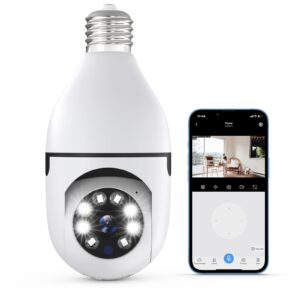 safevant bulb camera light bulb security camera wifi outdoor,1080p smart 360 degree screw in light socket camera with two way audio color night vision motion detection alarm