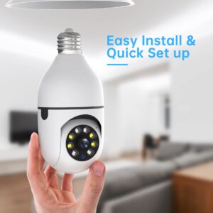 SAFEVANT Bulb Camera Light Bulb Security Camera WiFi Outdoor,1080P Smart 360 Degree Screw in Light Socket Camera with Two Way Audio Color Night Vision Motion Detection Alarm