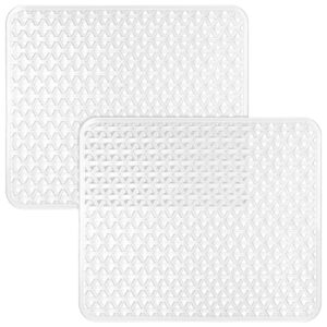 coopay 2 pack kitchen sink mat pvc eco-friendly kitchen stainless steel/porcelain dish drying pad sink protector for bottom of kitchen sink, triangular hole design, 12.6 x 10.5 inches (clear)