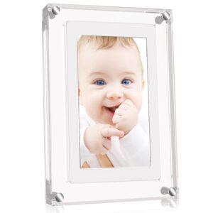 amaboo 7 inch acrylic digital picture frame, motion video frame with latest transparent design, digital photo frame with built-in 1gb memory and 1500 mah battery