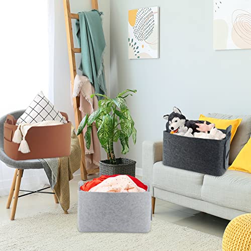 HIFELTY Storage Basket, Felt Storage Bins for Office Bedroom Closet Babies Nursery Toys DVD Laundry, Folding Basket Organizer with Carry Handles, the Best Choice for Clothes Storage Bins (Dark Grey)