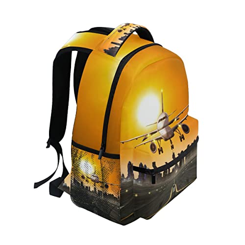 Glaphy Airplane at The Runway Backpack School Book Bag Lightweight Laptop Backpack for Boys Girls Kids
