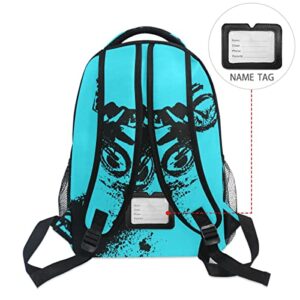 Glaphy Motorcycle Blue Backpack School Book Bag Lightweight Laptop Backpack for Boys Girls Kids