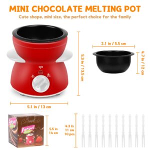 BTToyy Mini Chocolate Fondue Pot,Mini Chocolate Melting Pot,Electric Chocolate Melting Set,Chocolate Warmer,Includes 10 Dipping Forks For Candy,Chocolate,Cheese in Parties 260ML / 8.79OZ (Red)