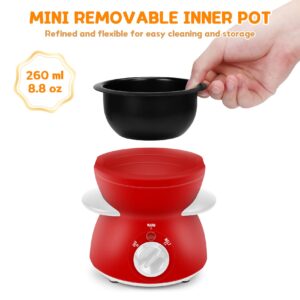 BTToyy Mini Chocolate Fondue Pot,Mini Chocolate Melting Pot,Electric Chocolate Melting Set,Chocolate Warmer,Includes 10 Dipping Forks For Candy,Chocolate,Cheese in Parties 260ML / 8.79OZ (Red)