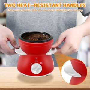 BTToyy Mini Chocolate Fondue Pot,Mini Chocolate Melting Pot,Electric Chocolate Melting Set,Chocolate Warmer,Includes 10 Dipping Forks For Candy,Chocolate,Cheese in Parties 260ML / 8.79OZ (Red)