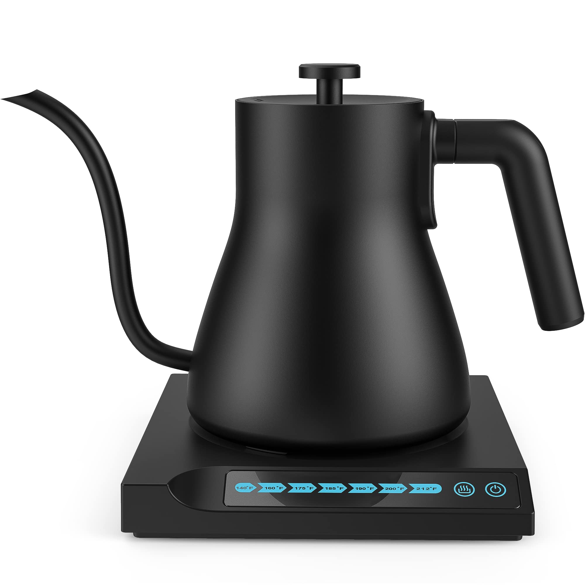 Seoukin Electric Gooseneck Kettle with 7 Variable Presets, Best Gift For Pour Over Coffee Kettle&Electric Tea Pot, 100% Stainless Steel Water Boiler With Temperature Control, Keep Warm, Matte Lack