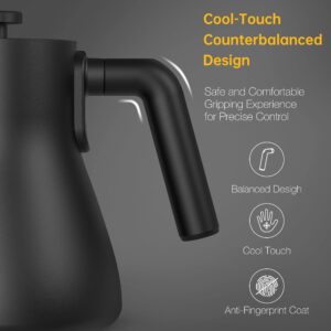 Seoukin Electric Gooseneck Kettle with 7 Variable Presets, Best Gift For Pour Over Coffee Kettle&Electric Tea Pot, 100% Stainless Steel Water Boiler With Temperature Control, Keep Warm, Matte Lack