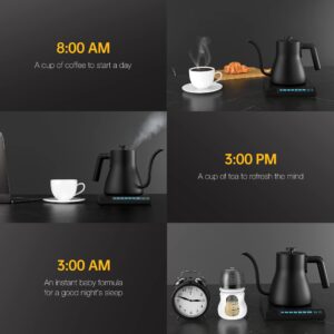 Seoukin Electric Gooseneck Kettle with 7 Variable Presets, Best Gift For Pour Over Coffee Kettle&Electric Tea Pot, 100% Stainless Steel Water Boiler With Temperature Control, Keep Warm, Matte Lack