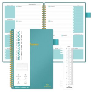 weekly & monthly planner undated academic planner yearly planner with schedule 12 month life journal organizers notebook twin-wire binding flexible cover pocket pen loop 53 weeks (7" x 10")