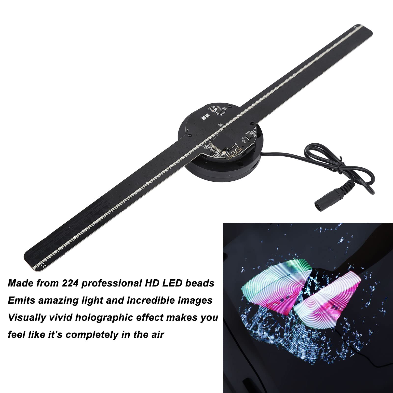 3D Hologram Fan, 42cm High Resolution 3D Advertising Player, 224 HD LED Beads Support WiFi/APP Built in 16GB TF Card, Naked Eye 3D display for Commercial, Shop, Holiday, Party(#1)