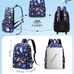 Tpeohan Blue Boys Backpacks for Elementary School Backpack for Boys 8-12 Middle School Space