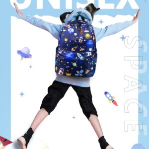 Tpeohan Blue Boys Backpacks for Elementary School Backpack for Boys 8-12 Middle School Space