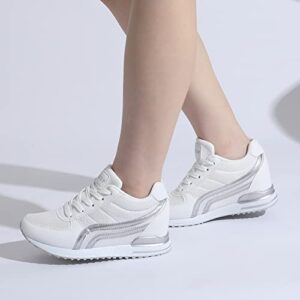 Rollstep White Wedges Sneakers for Women Hidden Heel Platform Walking Shoes Ladies White Size 8.5