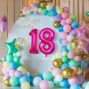 Giant 40 Inch Hot Pink 18 Balloon Numbers Happy 18th Birthday Decorations for Girls Huge 18 or 81 Foil Mylar Helium Number Balloons Dark Pink 81 Number Balloons Wedding Anniversary Party Supplies