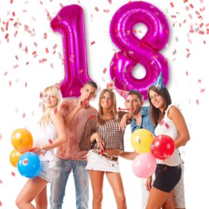 Giant 40 Inch Hot Pink 18 Balloon Numbers Happy 18th Birthday Decorations for Girls Huge 18 or 81 Foil Mylar Helium Number Balloons Dark Pink 81 Number Balloons Wedding Anniversary Party Supplies