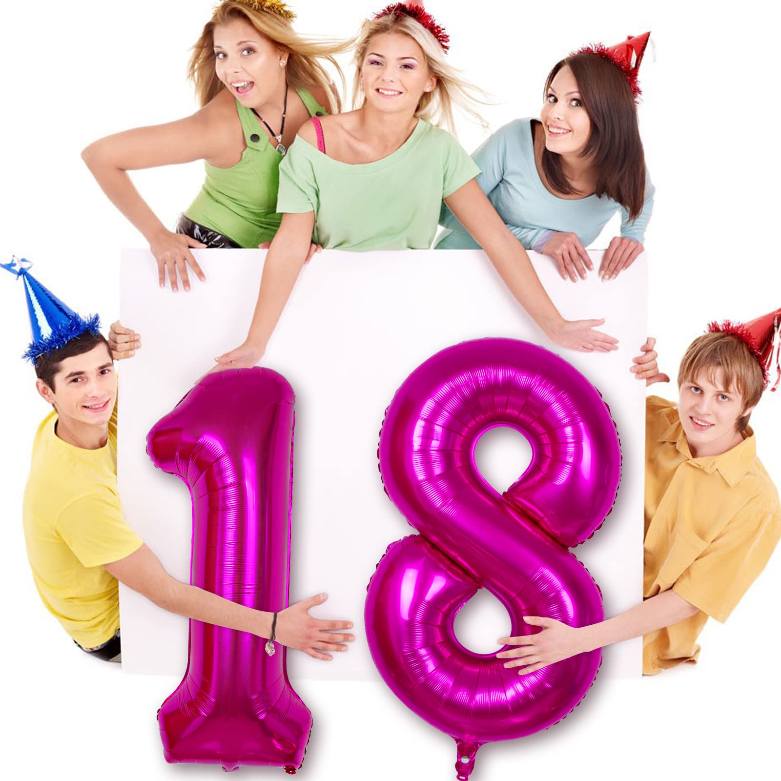 Giant 40 Inch Hot Pink 18 Balloon Numbers Happy 18th Birthday Decorations for Girls Huge 18 or 81 Foil Mylar Helium Number Balloons Dark Pink 81 Number Balloons Wedding Anniversary Party Supplies