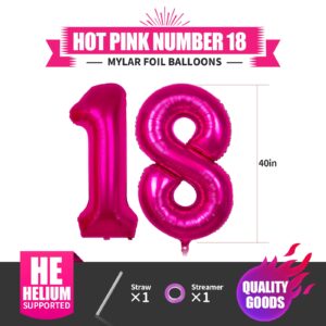 Giant 40 Inch Hot Pink 18 Balloon Numbers Happy 18th Birthday Decorations for Girls Huge 18 or 81 Foil Mylar Helium Number Balloons Dark Pink 81 Number Balloons Wedding Anniversary Party Supplies