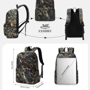 Tpeohan Black Backpacks for School Teen Boys Backpacks for Elementary Book Bags Marble