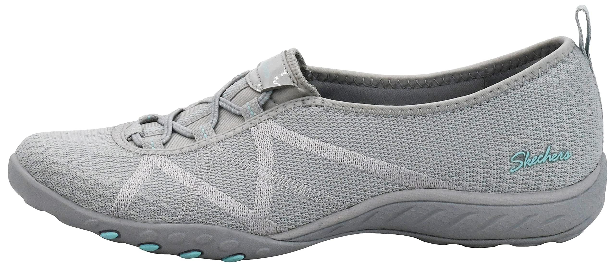 Skechers Women's Breathe Easy-A Look Sneaker, Grey/Aqua 8 W