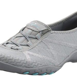 Skechers Women's Breathe Easy-A Look Sneaker, Grey/Aqua 8 W