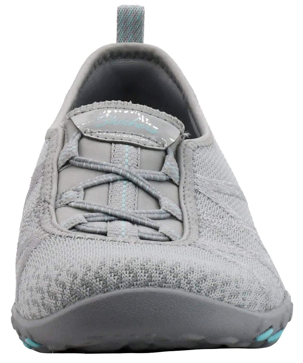 Skechers Women's Breathe Easy-A Look Sneaker, Grey/Aqua 8 W