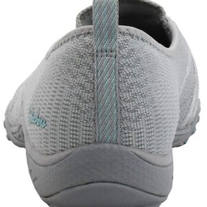 Skechers Women's Breathe Easy-A Look Sneaker, Grey/Aqua 8 W