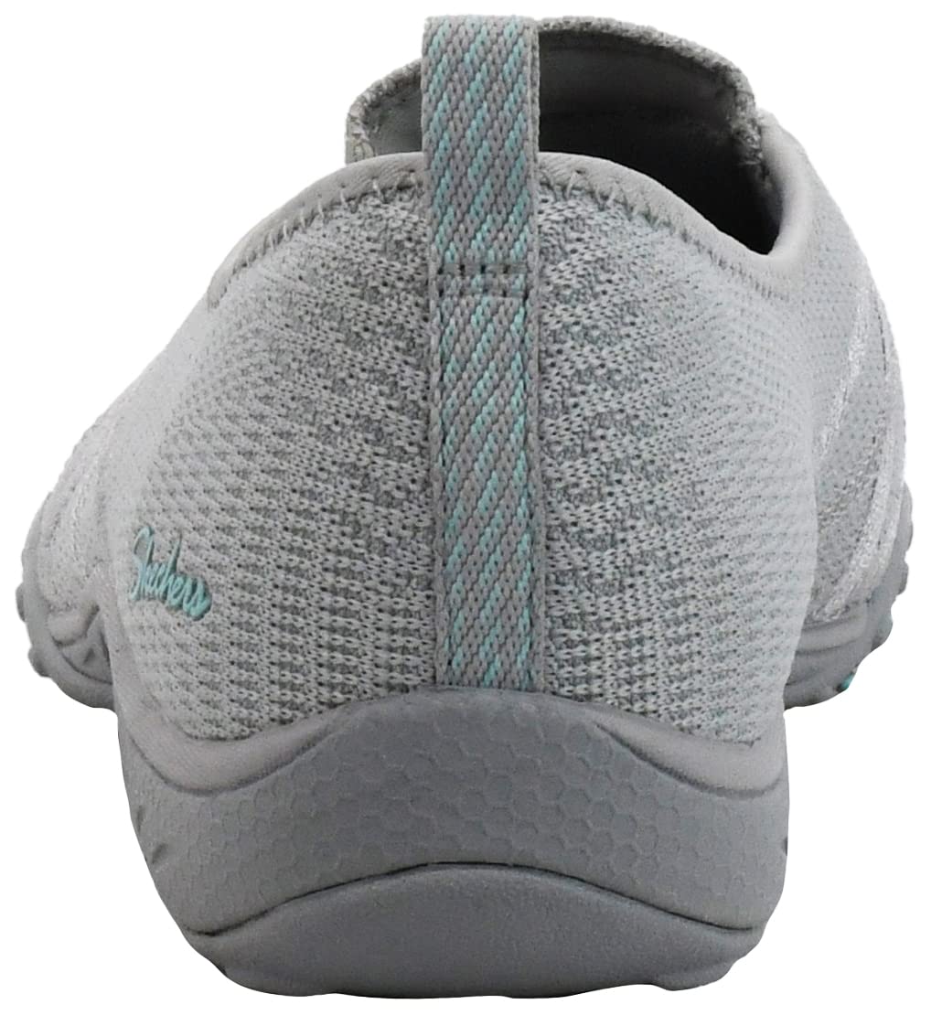 Skechers Women's Breathe Easy-A Look Sneaker, Grey/Aqua 8 W