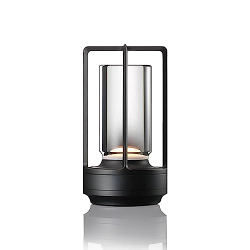 Leroxo Portable Metal Desk Lamp,Cordless LED Table Lamp,Touch Control Rechargeable Lamp,3-Levels Brightness Room Decor Desk Lamp,Bedside Lamp,Night Light (Light Black)