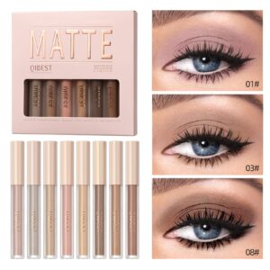 BestLand 8 Colors Liquid Matte Eyeshadow Set Nude Black Smokey Eyeshadow Cream Eyeshadow Primer Waterproof Quick Drying Eye Brightener Highlighter Blusher Eye Shadow Makeup