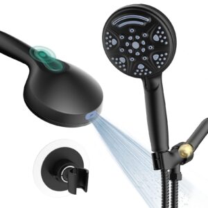 sr sun rise shower head - 9 settings high pressure detachable power wash handheld showerhead, spray hand showers with extra long hose and 360° adjustable wall & overhead brackets (matte black)