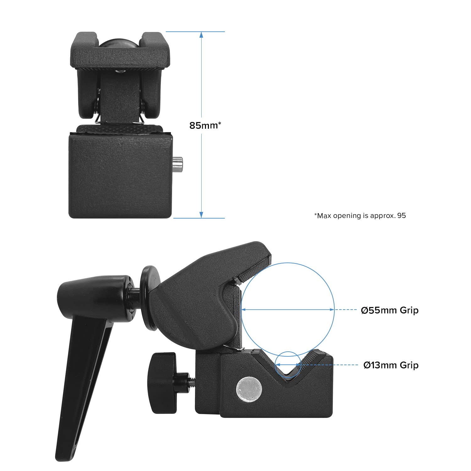 LimoStudio [2 Pack] Super Clamp with Standard Metal Stud 1/4" & 3/8" Screw for Photo Video Studio, Multi Purpose Use, AGG3261