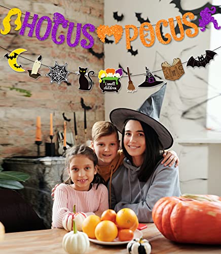 PTFNY Glittery Hocus Pocus Banner Hocus Pocus Halloween Decorations Halloween Witches Party Banner for Hocus Pocus Halloween Party Decorations Supplies