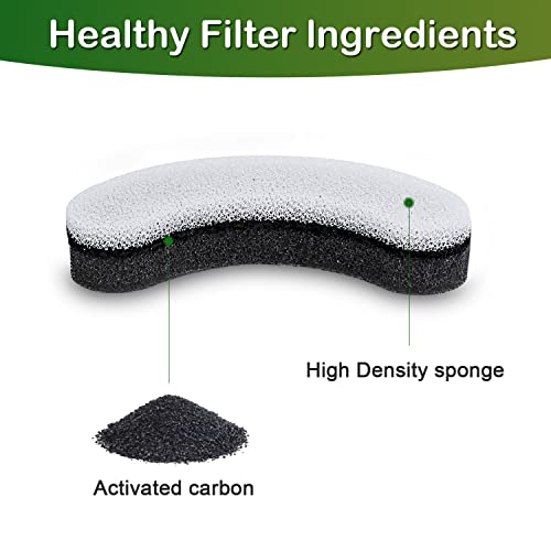 Cat Water Fountain Filters,Arc-Shaped Sponge Activated Carbon Cat Fountain Filter Replacement Filters Compatible WF050 & WF100 Automatic Pet Water Fountain(8 Pack)