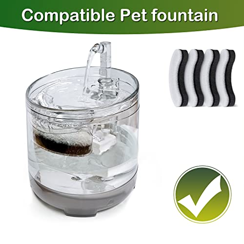 Cat Water Fountain Filters,Arc-Shaped Sponge Activated Carbon Cat Fountain Filter Replacement Filters Compatible WF050 & WF100 Automatic Pet Water Fountain(8 Pack)