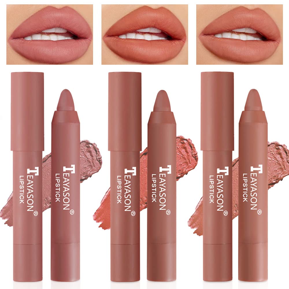 BINGBRUSH 3 Colors Smooth Matte Lipstick Pack Set, Moisture Longwear Color Stick Ultimate Lip Crayon for Makeup Collection -Lipstick with a Matte Finish Waterproof Velvet Lipgloss Lip Stain