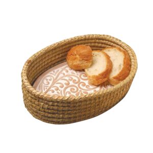 bread warmer basket with stone - bread basket for serving tortilla, sourdough, bakers gift, warming terracotta, house new home gifts for kitchen, bread maker women, men, birthday, hostess farmhouse