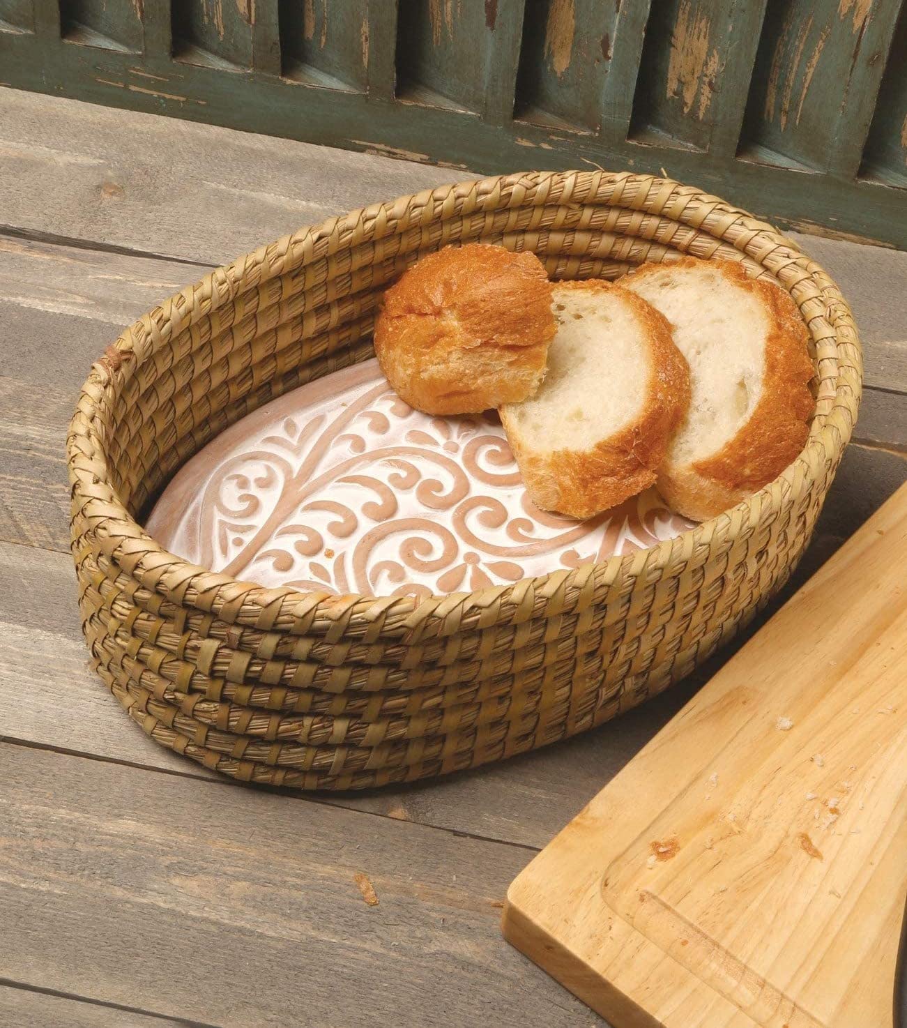 Bread Warmer Basket with Stone - Bread Basket for Serving Tortilla, Sourdough, Bakers Gift, Warming Terracotta, House New Home Gifts for Kitchen, Bread Maker Women, Men, Birthday, Hostess Farmhouse