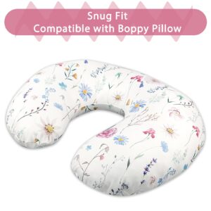 Nursing Pillow Cover Breastfeeding Pillow Slipcover for Moms Soft Breathable Organic Knit Fabric Newborn Infant Feeding Pillow Covers for Baby Girl Boy, Stylish Floral