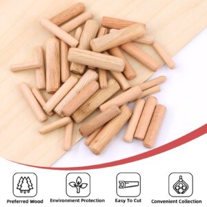 Hilitchi 508Pcs 1/4" 5/16" 3/8" 1/2" Fluted Wood Dowel Pins with Dowel Pins Center Point, Wooden Pegs Beveled Ends and Center Point Woodworking Alignment Tool for Furniture Door