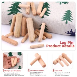 Hilitchi 508Pcs 1/4" 5/16" 3/8" 1/2" Fluted Wood Dowel Pins with Dowel Pins Center Point, Wooden Pegs Beveled Ends and Center Point Woodworking Alignment Tool for Furniture Door