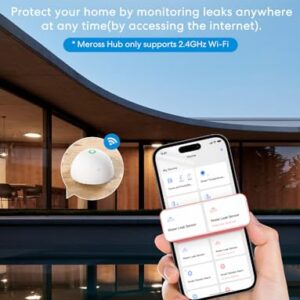 meross Smart Water Sensor Alarm 3 Pack, WiFi Water Leak Detector Support Apple HomeKit, SmartThings, IP67 Waterproof with App Alerts, Alarm, 100M Range for Home Basement Kitchen (Meross Hub Included)