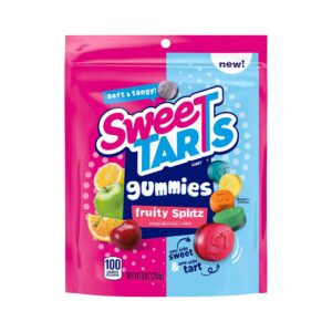 sweetarts gummy fruity splitz candy, 9 ounce resealable bag
