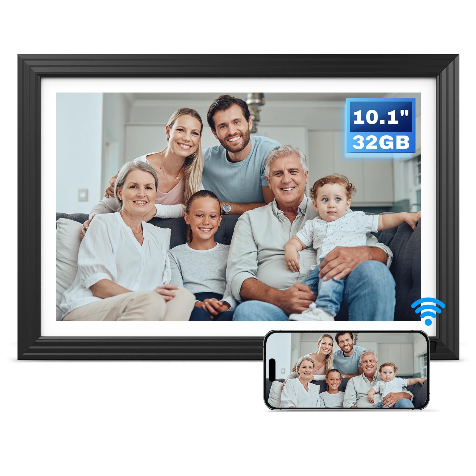 10.1 inch Digital Picture Frame, IPS Touch Screen Smart Electronic Photo Frame WiFi with 16GB Storage, Electric Video Photo Frame Slideshow with App, Auto-Rotate, Mother‘s Day Gifts for Mom