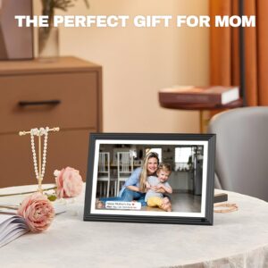 10.1 inch Digital Picture Frame, IPS Touch Screen Smart Electronic Photo Frame WiFi with 16GB Storage, Electric Video Photo Frame Slideshow with App, Auto-Rotate, Mother‘s Day Gifts for Mom