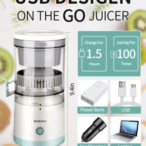 Citrus Juicer Machines Rechargeable - Portable Juicer with USB and Cleaning Brush for Orange, Lemon, Grapefruit