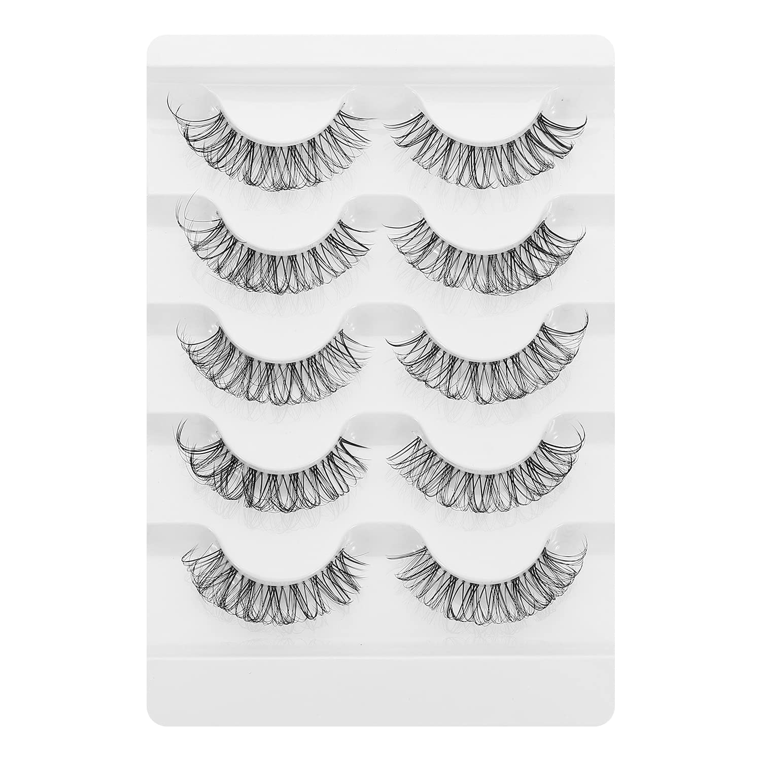 DSLONG Cat Eye Lashes Looks Like Eyelash Extensions, Russian Strip Clear Band Natural Look Wispy Lashes, D Curl Fluffy Volume Cross Multi layered Invisible Band Eyelashes (02B)