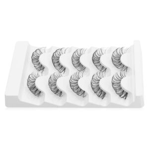 DSLONG Cat Eye Lashes Looks Like Eyelash Extensions, Russian Strip Clear Band Natural Look Wispy Lashes, D Curl Fluffy Volume Cross Multi layered Invisible Band Eyelashes (02B)