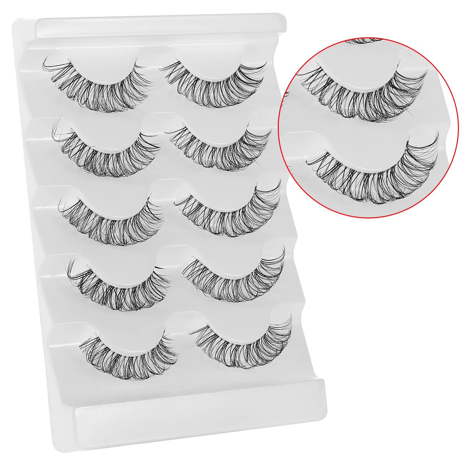 DSLONG Cat Eye Lashes Looks Like Eyelash Extensions, Russian Strip Clear Band Natural Look Wispy Lashes, D Curl Fluffy Volume Cross Multi layered Invisible Band Eyelashes (02B)