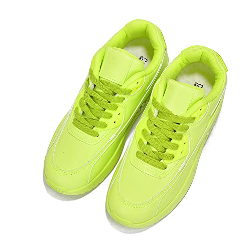 Cape Robbin Skywalker Sneakers for Women, Wedge Fashion Sneaker Shoes for Women with Chunky Block Heels,Lime,9